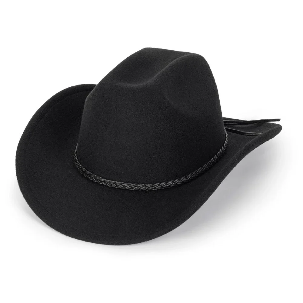 Western Cowboy Hat for Men Women Classic Roll Up Fedora Hat (Size:S-M)